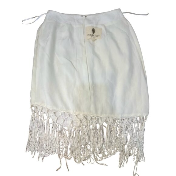 The Jetset Diaries Sahara Fringe Mini Skirt Women XS White Asymmetrical Tassel - Picture 16 of 16
